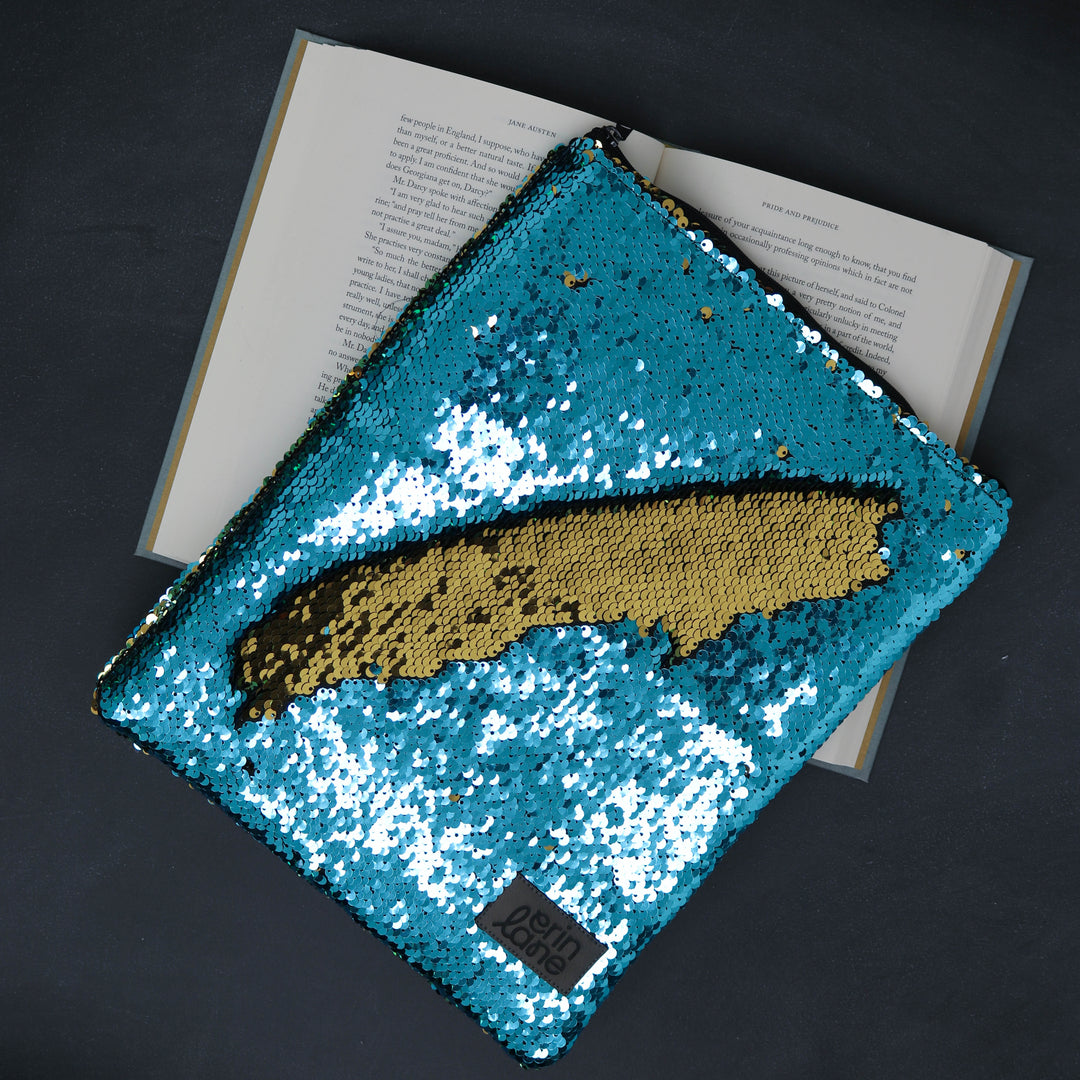 Limited Edition Book and Tablet Case Cover in Grumpy Sunshine Sequins