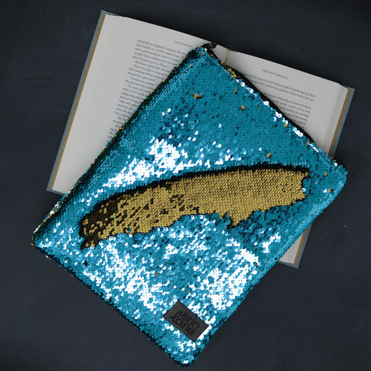 Limited Edition Book and Tablet Case Cover in Grumpy Sunshine Sequins