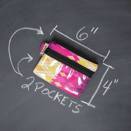 Tiny Trip Double Zippered Wallet in Argyle Dawn