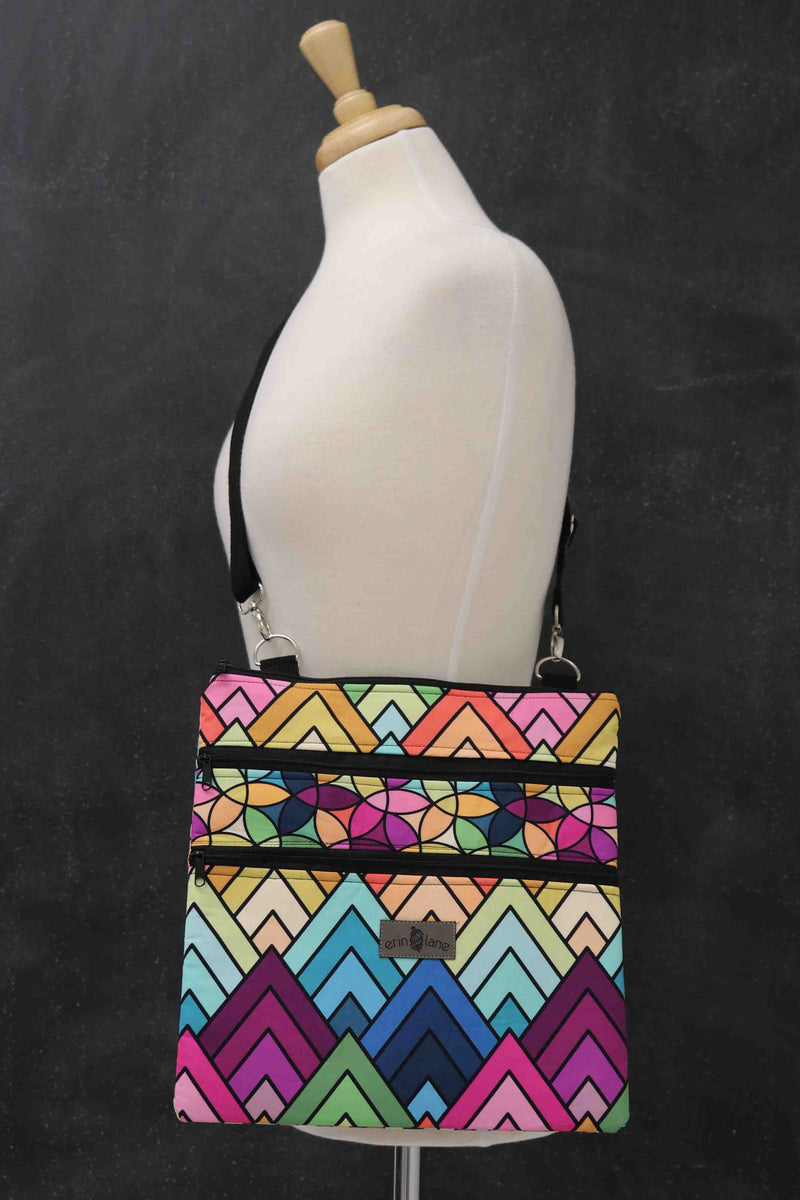 Triple Zipper Crossbody Bag in Rainbow Connection