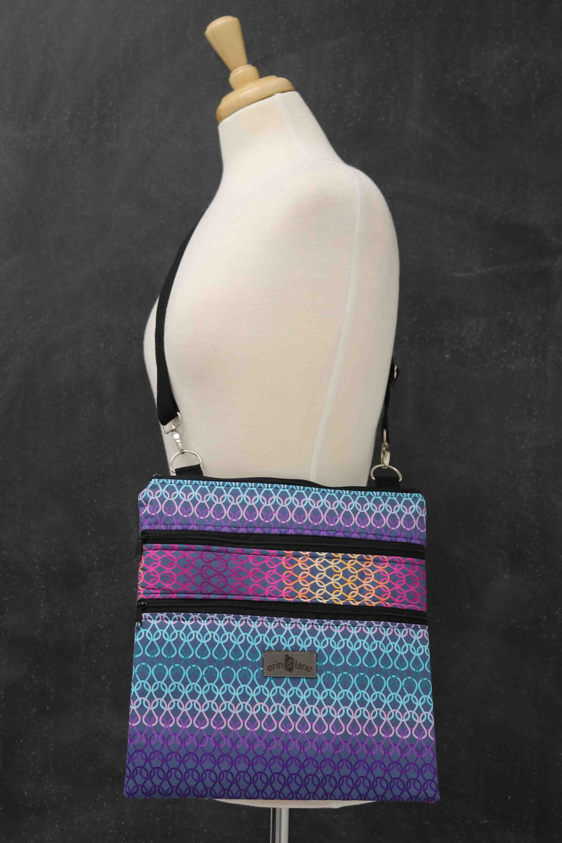 Triple Zipper Crossbody Bag in Garter Gradient Dusk