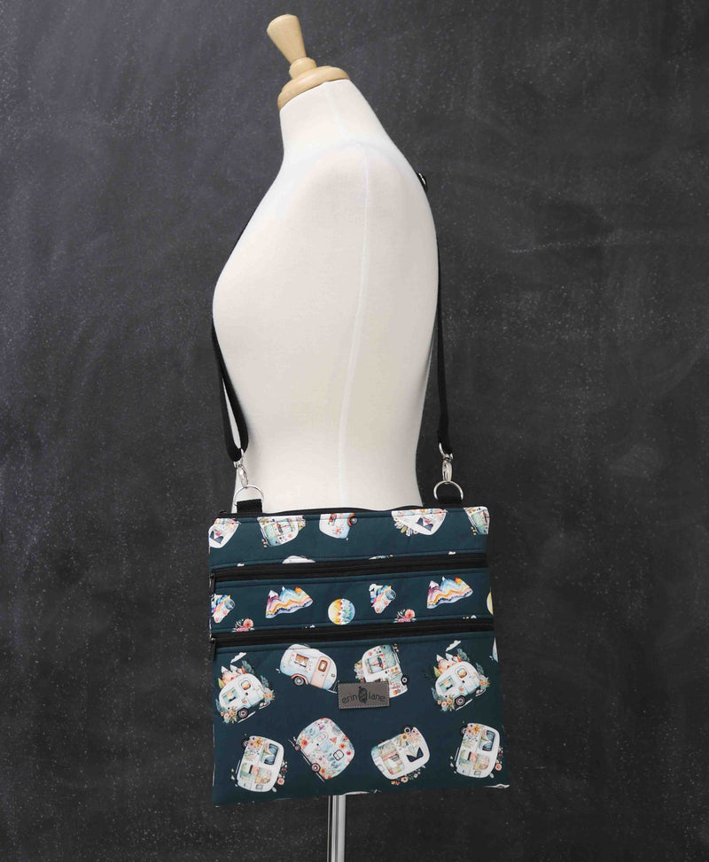 Triple Zipper Crossbody Bag in Among the Wildflowers