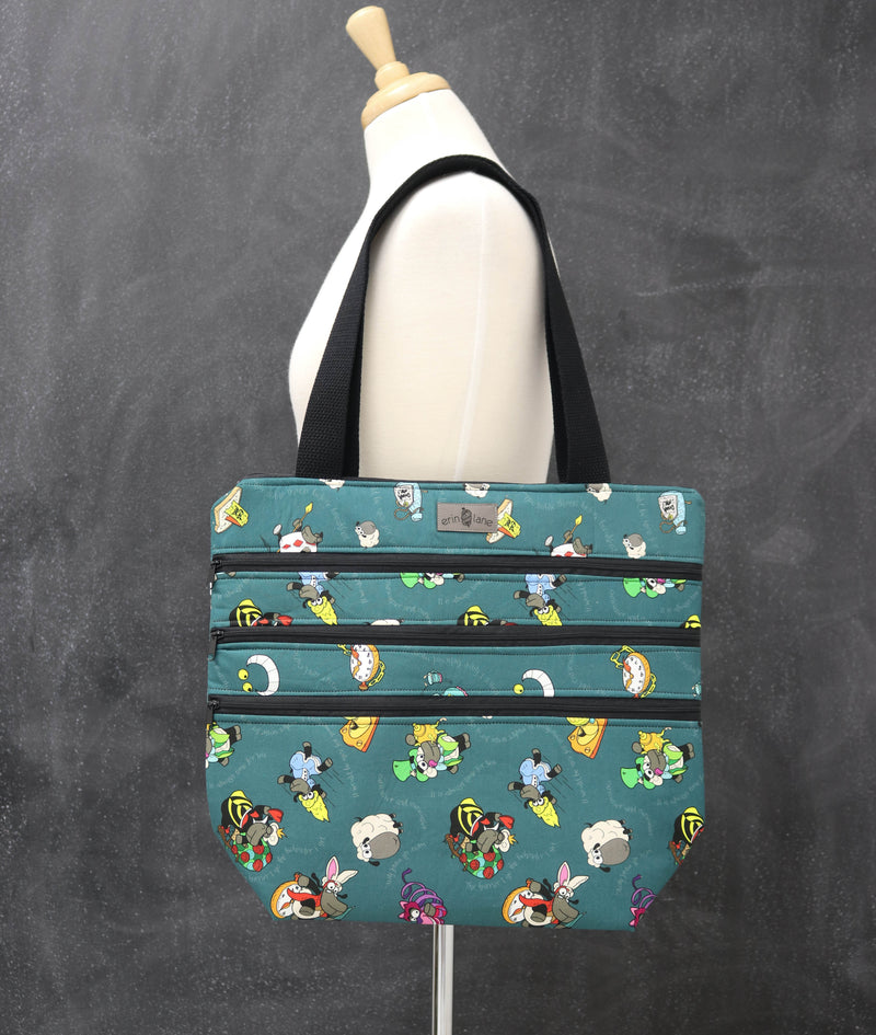 Zipalicious Triple Zipper Tote Bag in Alice in Wonderland Sheeple