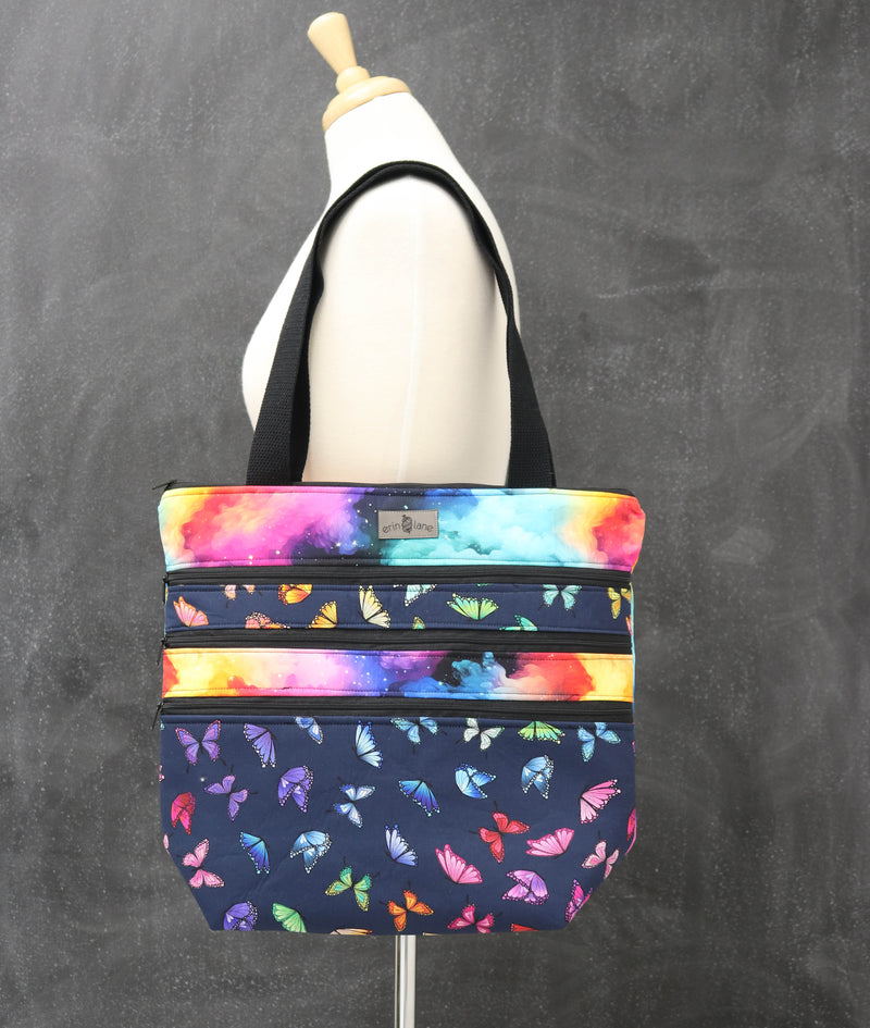 Zipalicious Triple Zipper Tote Bag in Butterfly in the Sky