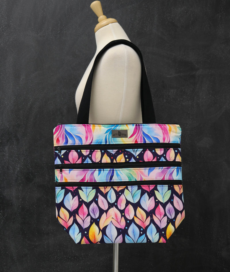 Zipalicious Triple Zipper Tote Bag in Falling for Color