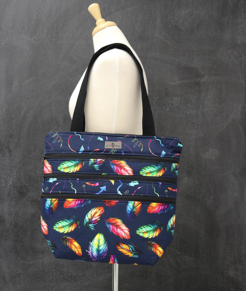 Zipalicious Triple Zipper Tote Bag in Pigmented Plumes