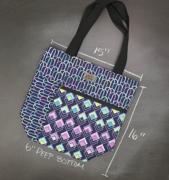 Worth Doing Library Style Tote Bag in Neon Bitters