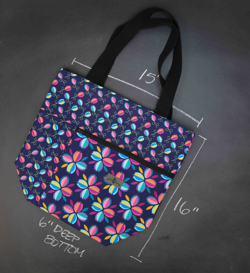 Worth Doing Library Style Tote in Cardinal Blooms