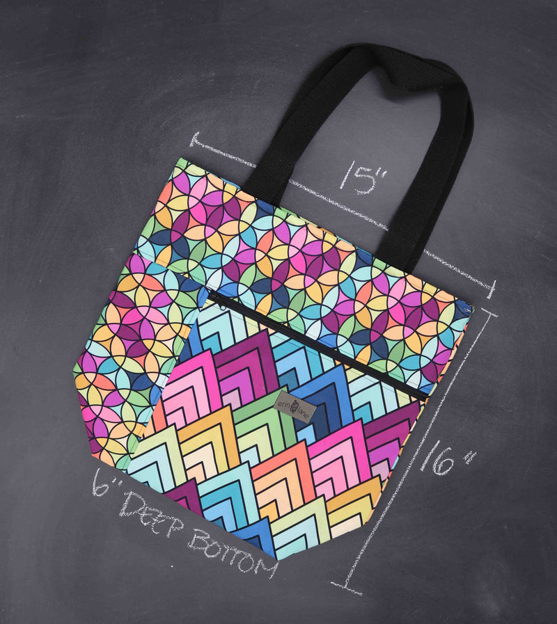 Worth Doing Library Style Tote in Rainbow Connection