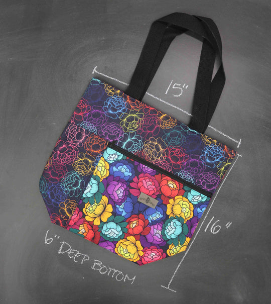 Worth Doing Library Style Tote in Prismatic Petals