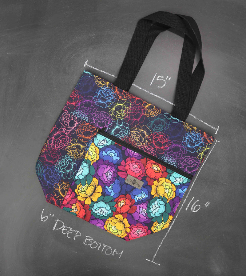 Worth Doing Library Style Tote in Prismatic Petals