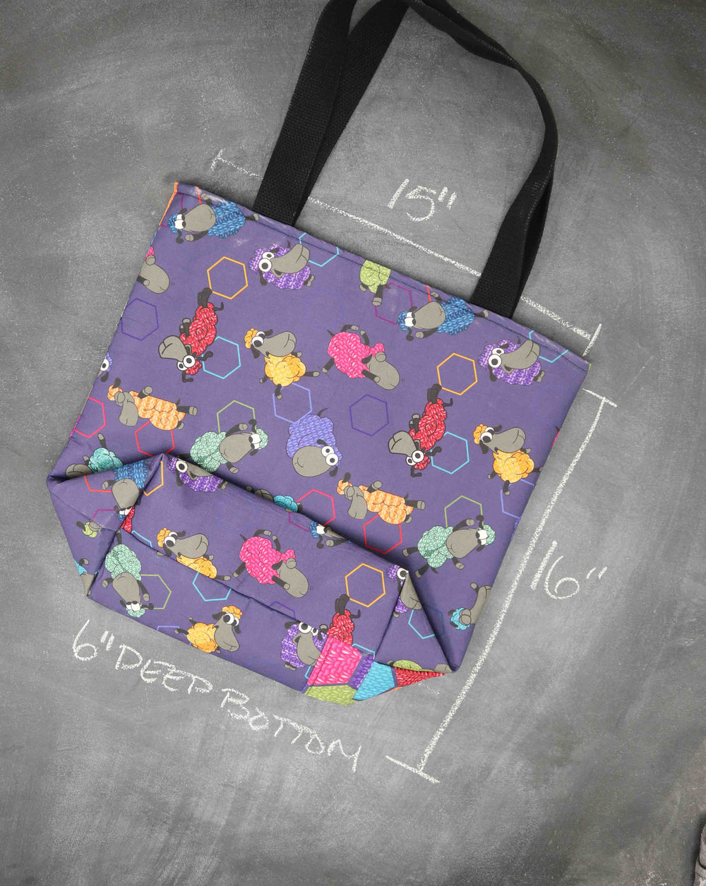 Worth Doing Library Style Tote in Stitchy-Hexi Sheeple