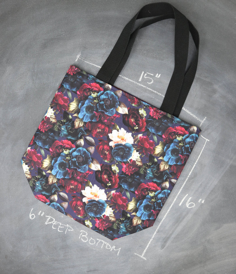 Worth Doing Library Style Tote in Obsidian Garden