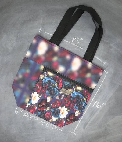 Worth Doing Library Style Tote in Obsidian Garden