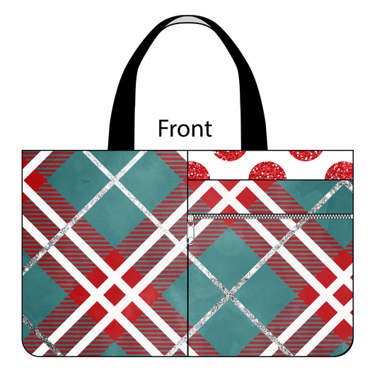 Side Kick Tote Bag in Christmas Plaid