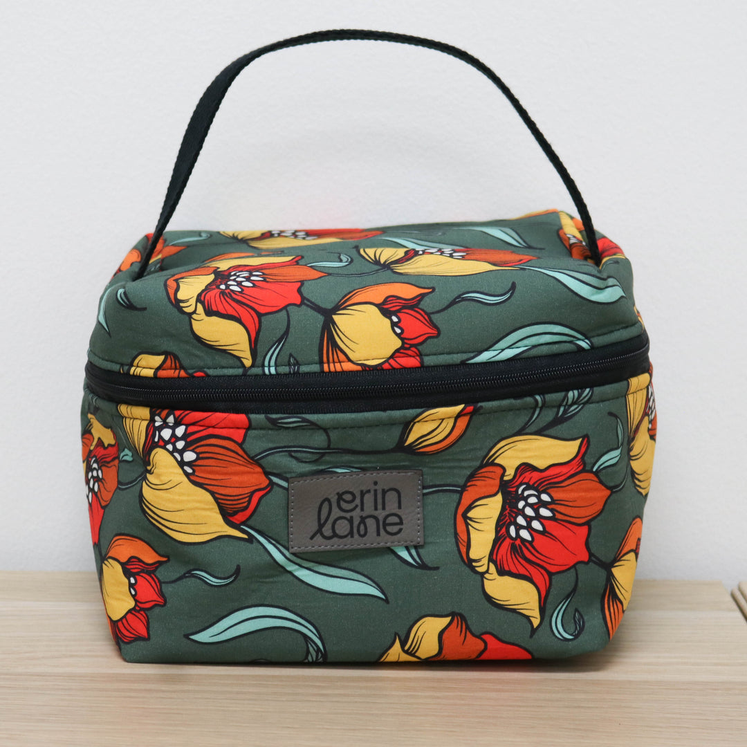 Zip Your Lid Train Case in Fire Flowers