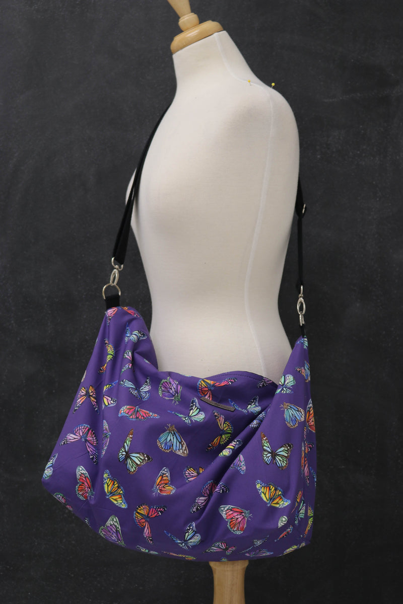 Out and About Oversized Crossbody Sling Bag in Kaleidoscope of Butterflies