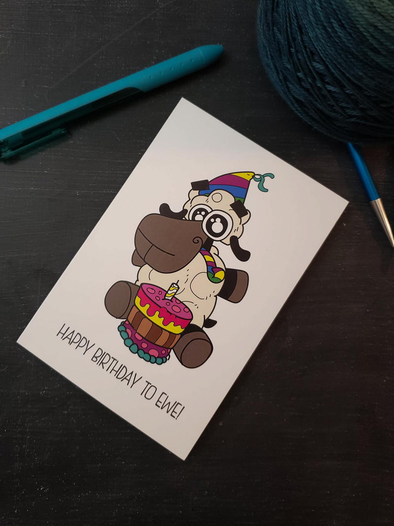 Greeting Card in Happy Birthday to Ewe Cake