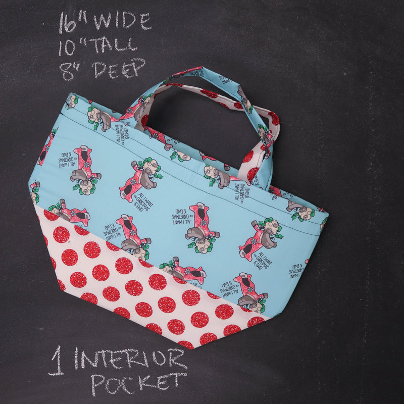 Bucket Tote Bag in Holiday Demi "All I Want For Christmas is Ewe."