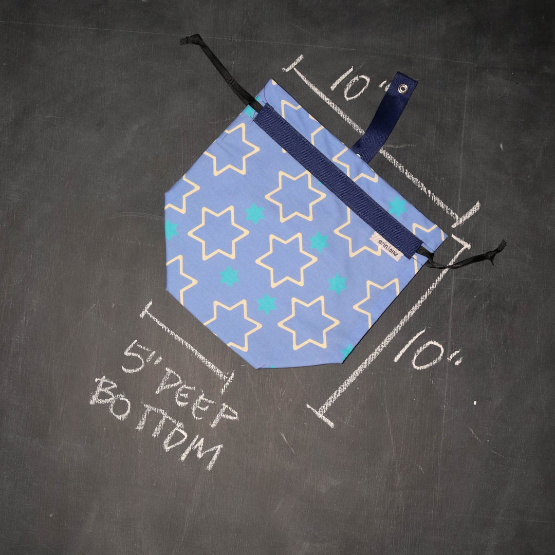 Sock Project Bag in Star of David Light Blue