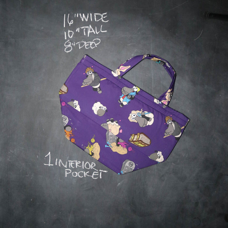 Bucket Tote Bag in Fluffy the Vampire Sheeple