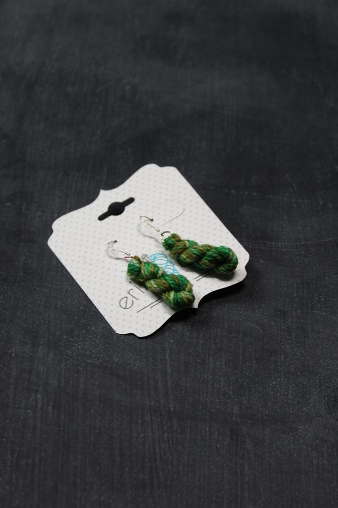 Mini Hank Earrings in Not Easy Being Green