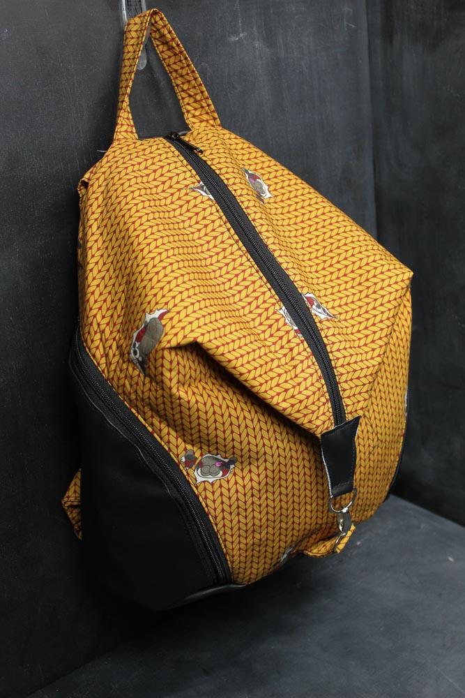 Denver Backpack in Gold and Red Stockinette