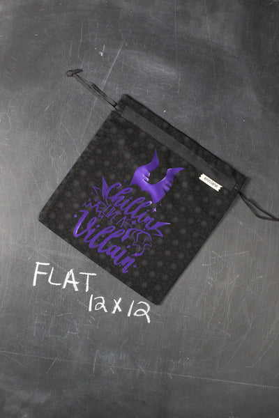 Small Project Bag in Black with Purple Metallic "Chillin' Like a Villain"
