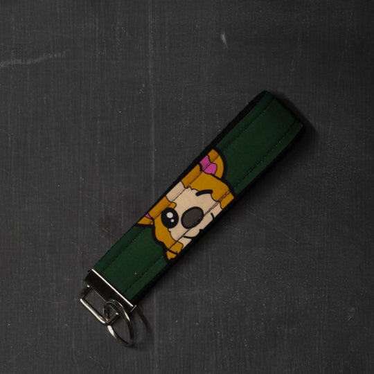 Fob Key Chain Handle in Corgi Dog Faces