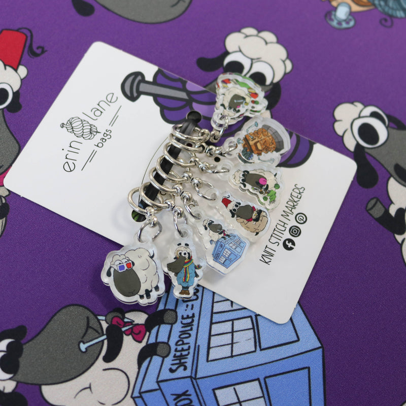 Knitting Stitch Marker Sets in Dr Who Sheeple