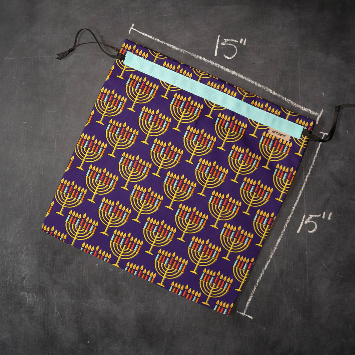 Small Project Bag in Hannukah Menorah