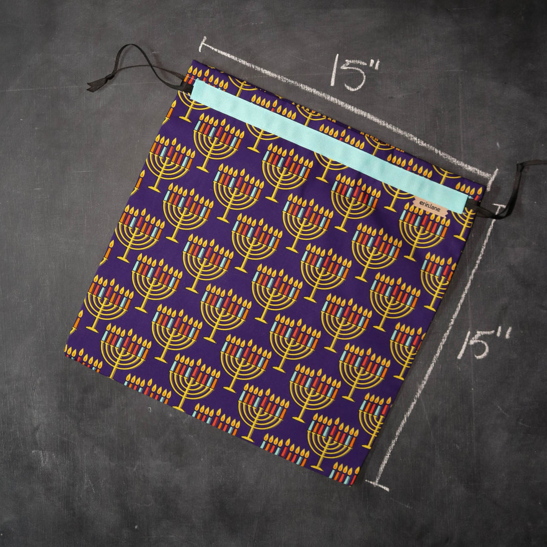Large Project Bag in Hannukah Menorah