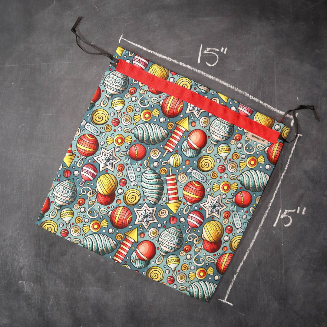 Large Project Bag in Holiday Baubles