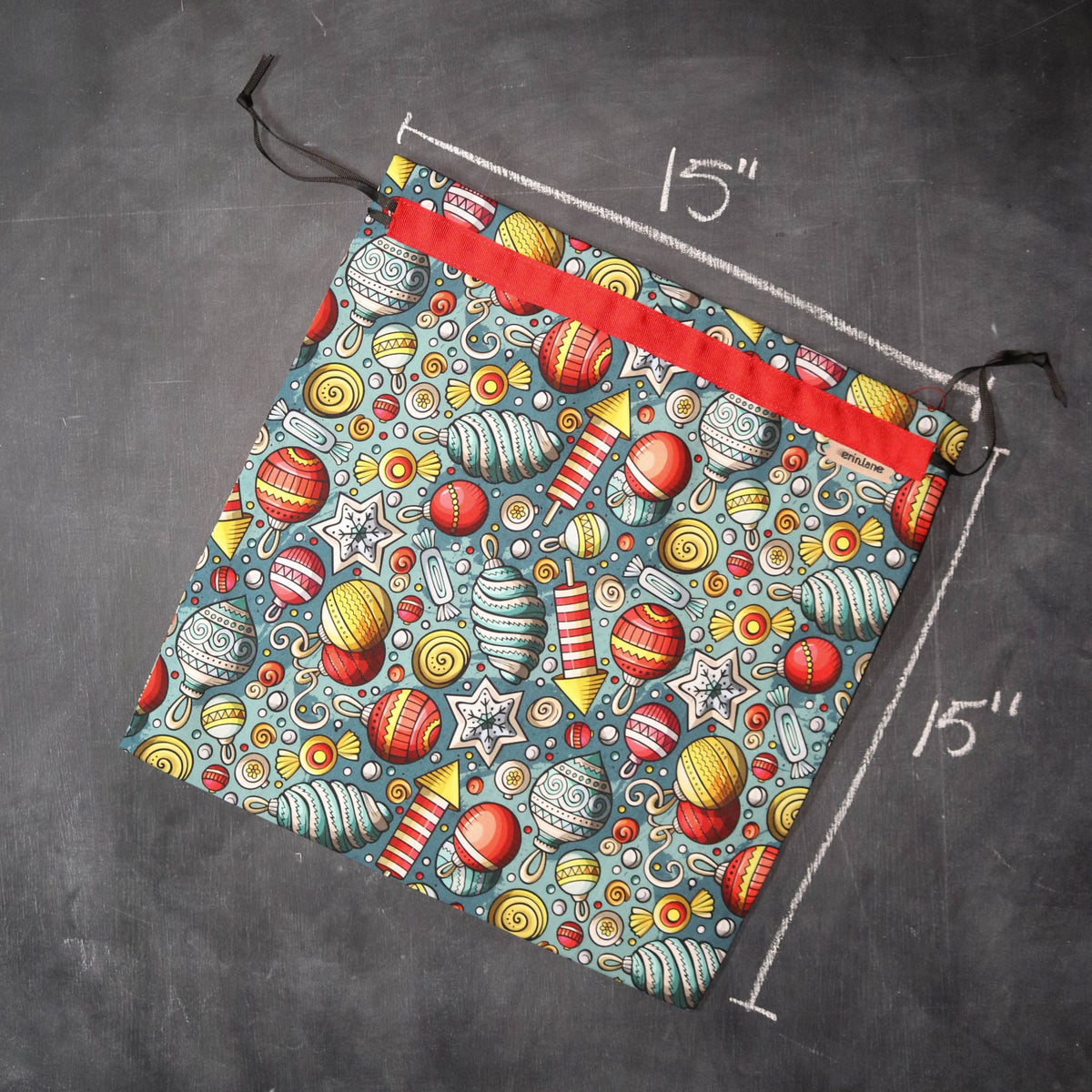 Large Project Bag in Holiday Baubles