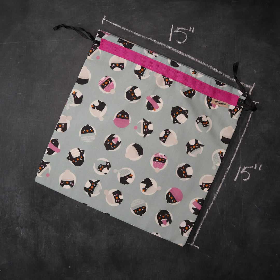 Large Project Bag in Winter Penguins