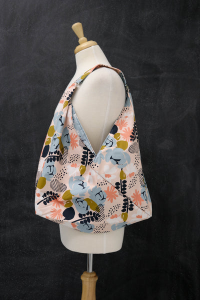 Market Tote Bag for Knitting and Crochet in Boho Blooms