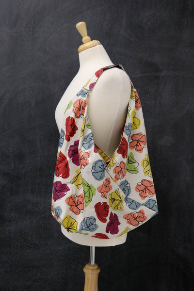 Market Tote Bag for Knitting and Crochet in Pencil Blooms