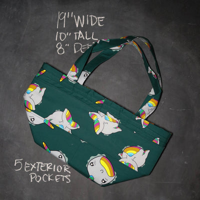 Barrel Tote Bag in Rainbow Narwhal Butts