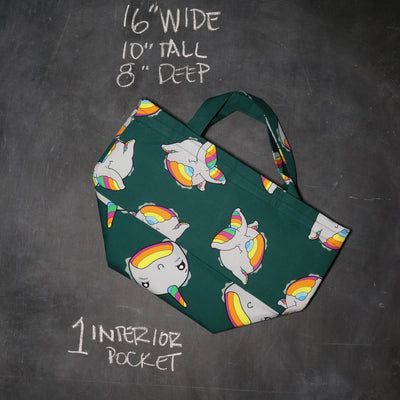 Bucket Tote Bag in Rainbow Narwhal Butts