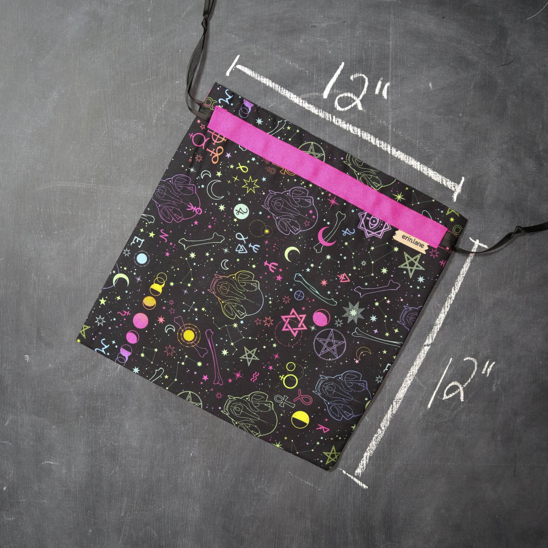 Small Project Bag in Neon Alchemical Text