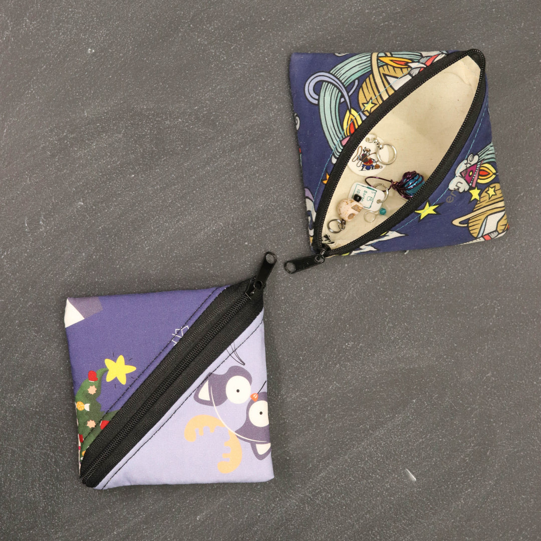 Squared Away Knitting Notions Pouch in Grumpy Holiday Cats