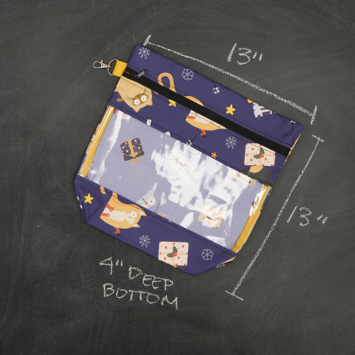 Stash A Lot Project Bag and Stash Organizer in Grumpy Holiday Cats