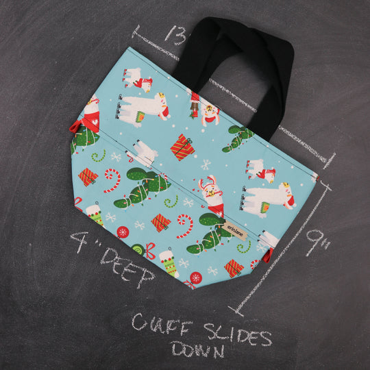 Tote-a-me Collapsing Project Tote Bag in Holiday Llamas