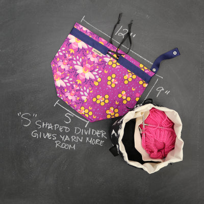 Twofer Project Bag in Fuchsia Bees
