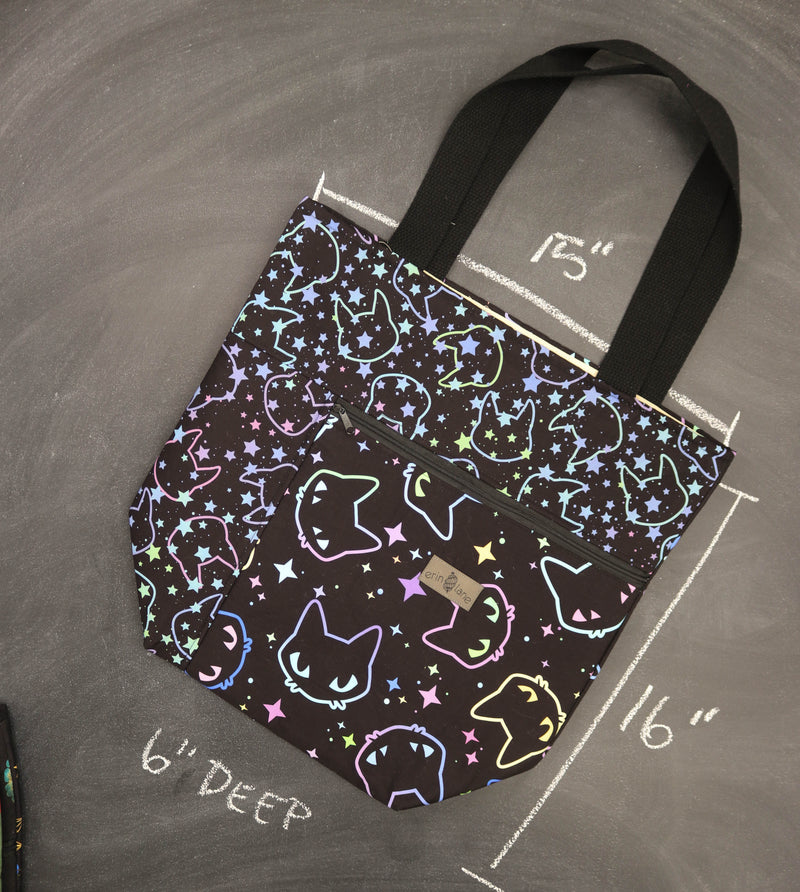 Worth Doing Library Tote in Starry Cats