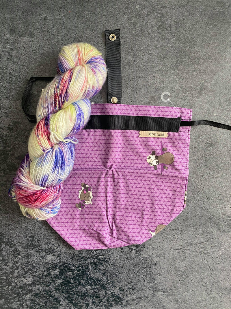 Plum Sock Project Bag Pairing with Destination Yarn&