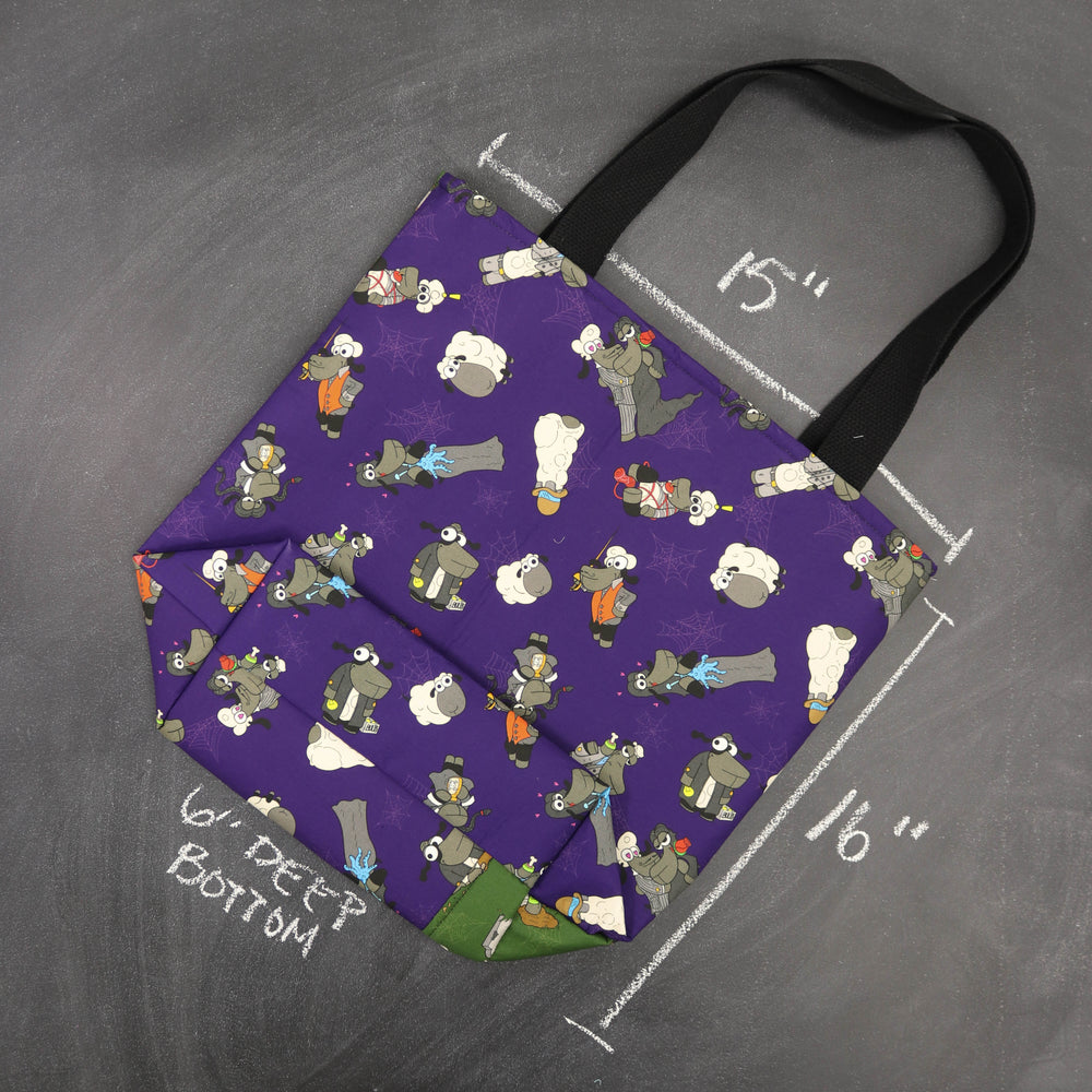 Worth Doing Library Style Tote in Addams Family Sheeple