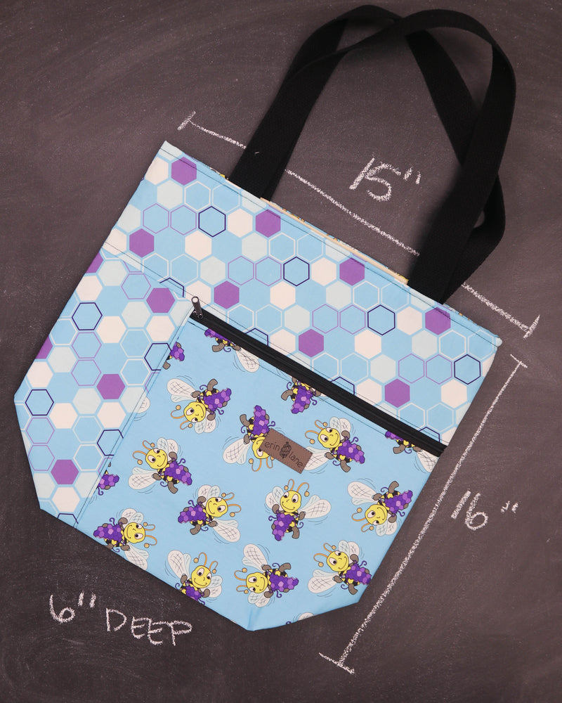 Worth Doing Library Style Tote Bag in Beatrix the Bee