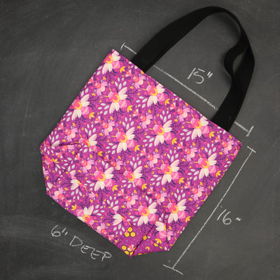 Worth Doing Tote Bag for Knitting and Crochet in Fuchsia Bees