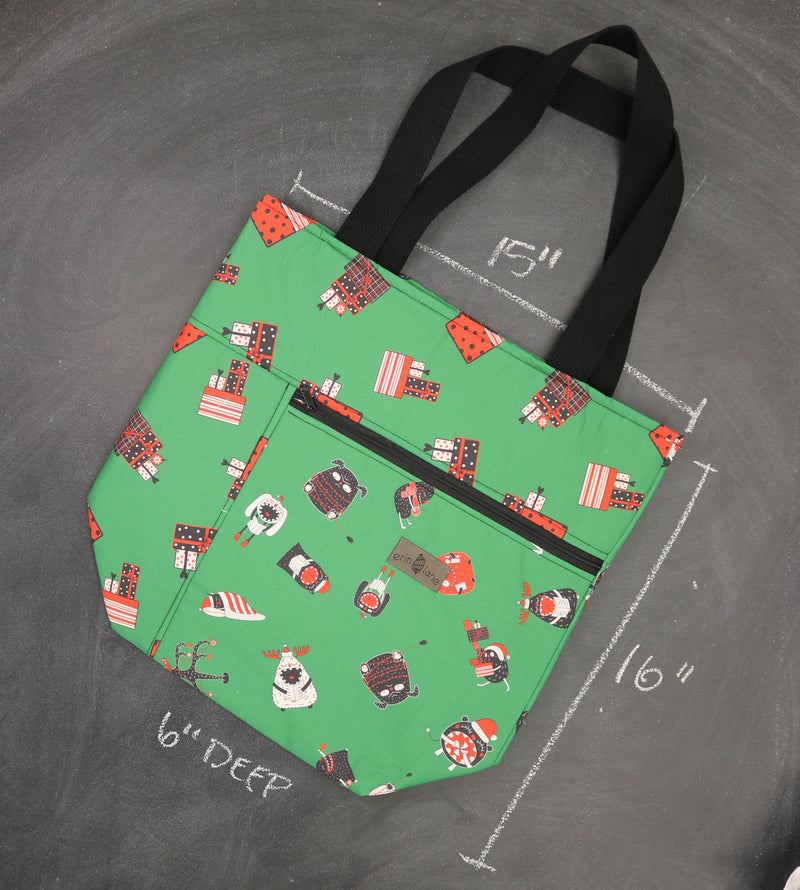 Worth Doing Library Style Tote Bag in Monstrously Merry
